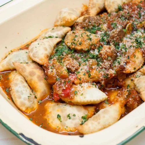 Fideos vascos con estofado