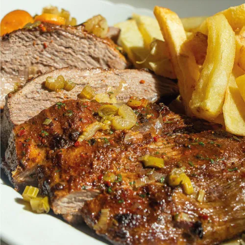 Tapa de nalga con papas fritas