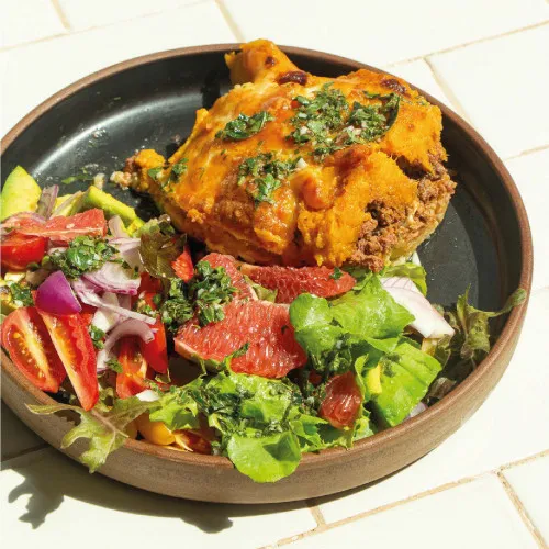 PASTEL DE CALABAZA, ARROZ Y CARNE