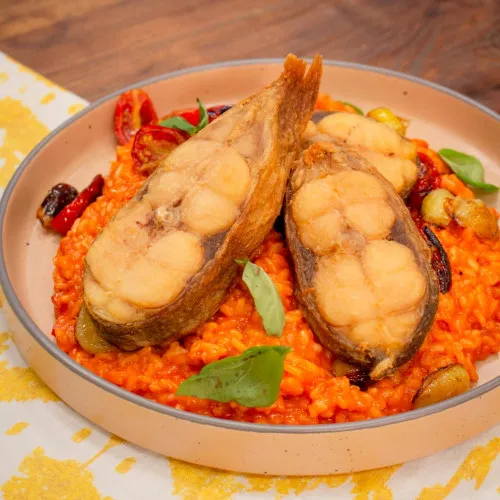 Risotto con estofado de pescado