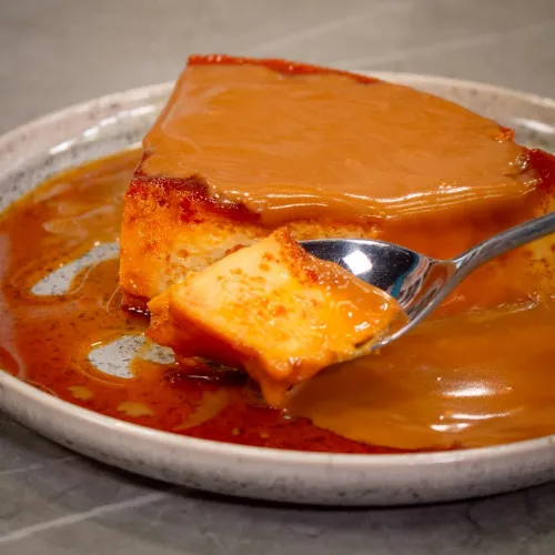 flan con dulce de leche