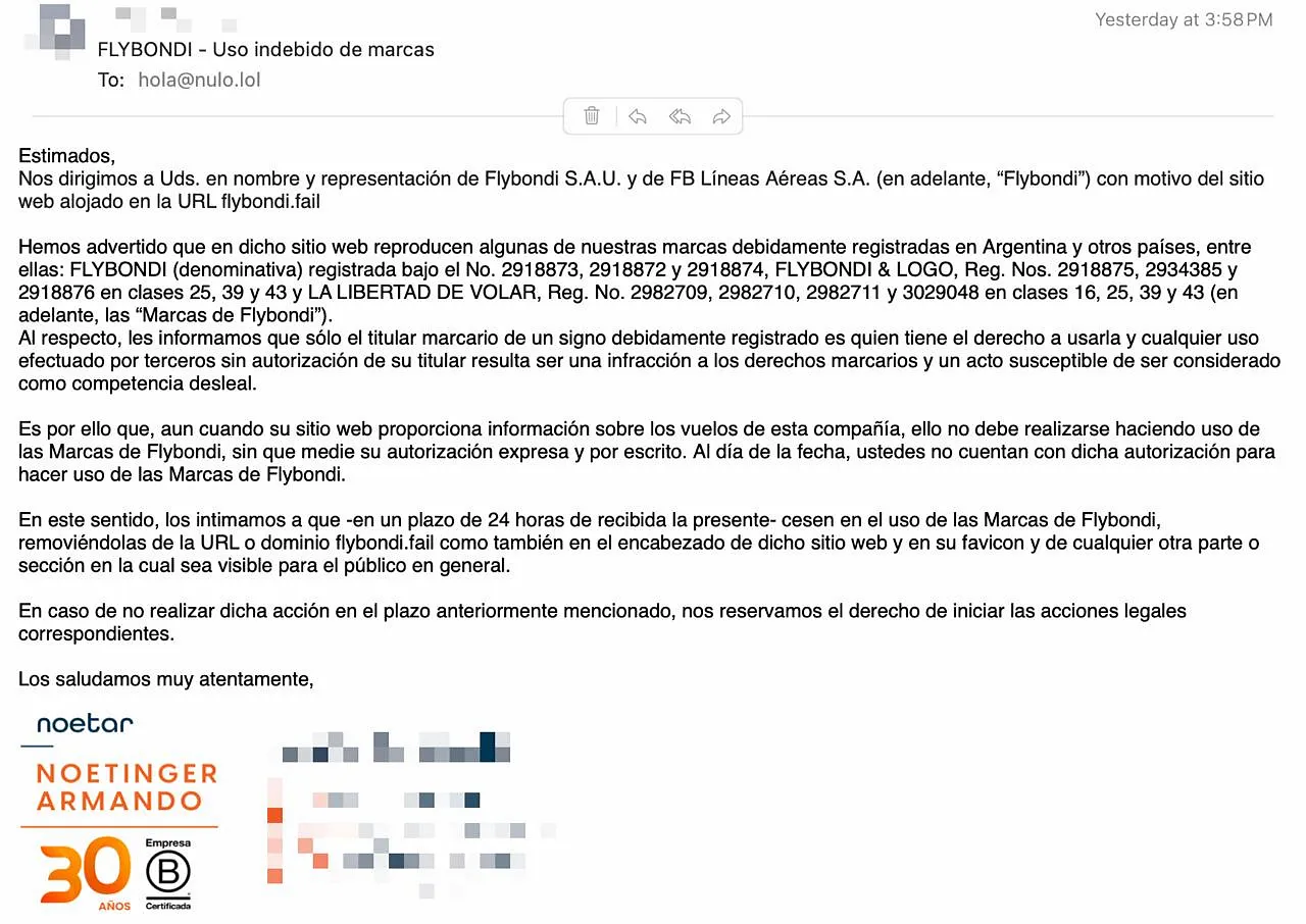 FAILBONDI-intimacion