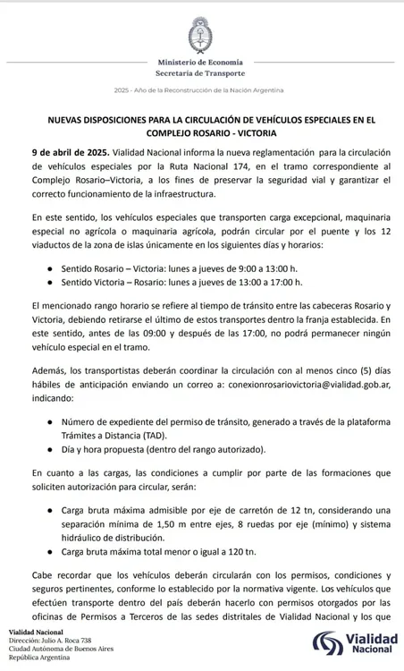 disposición Vialidad