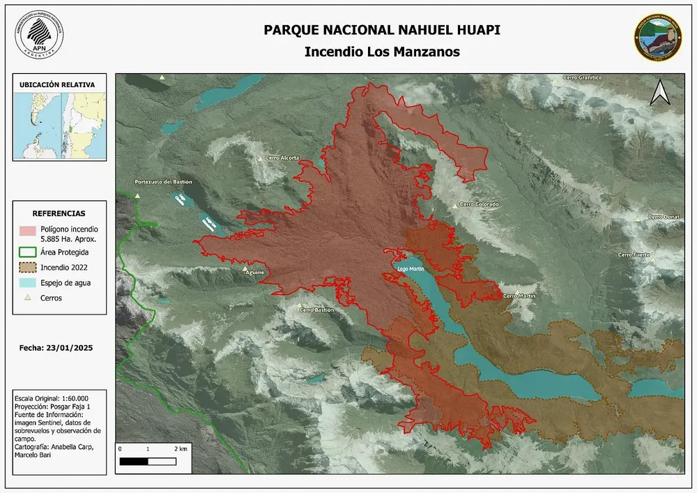 mapa incendio en Neuquen